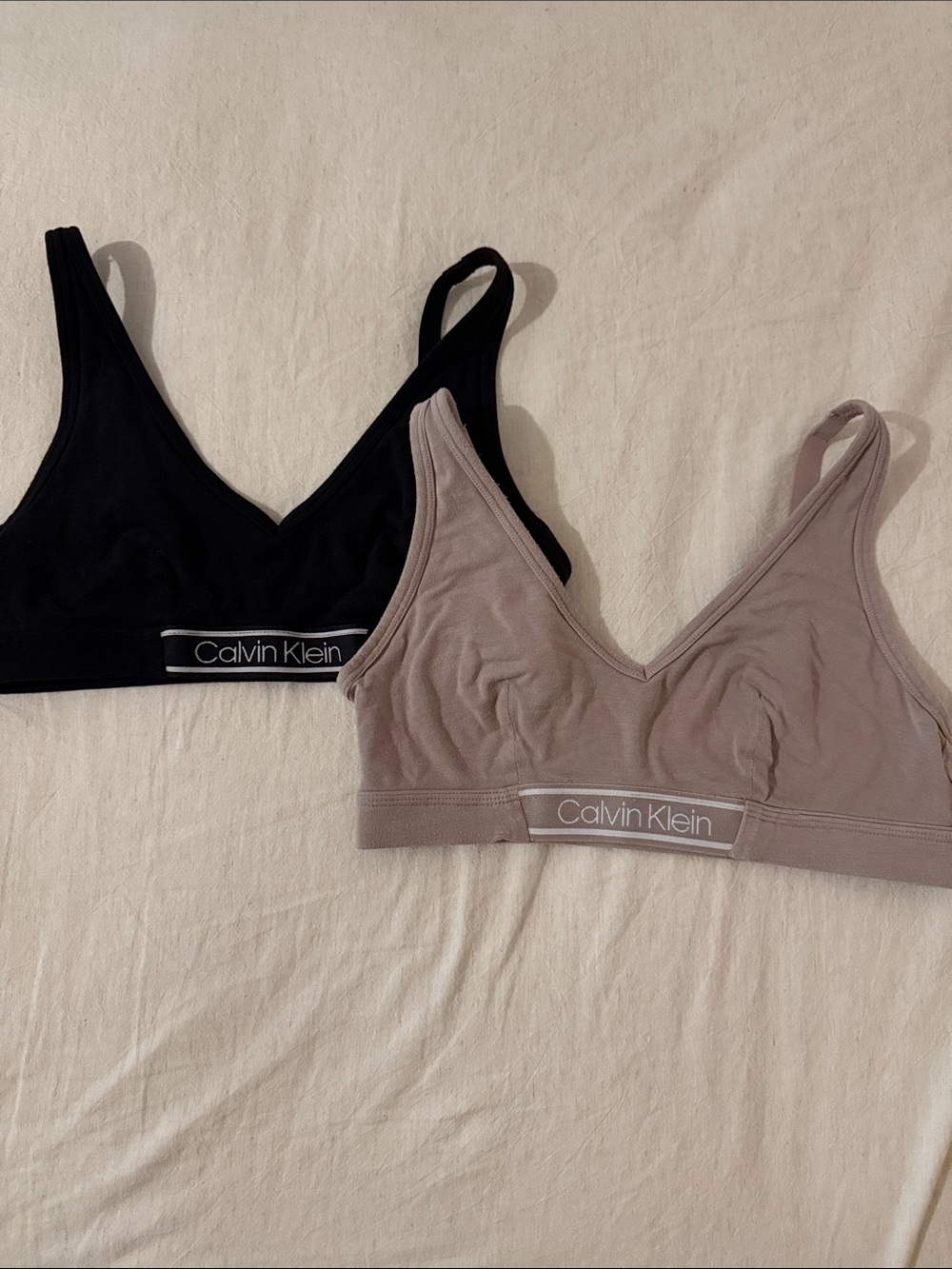 Calvin Klein Soft Wireless Bralettes - Black & Taupe